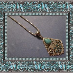 Tibetan Silver & Turquoise Necklace With Crystals